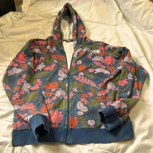 Northface retro floral zip up hoodie jacket girls size XL